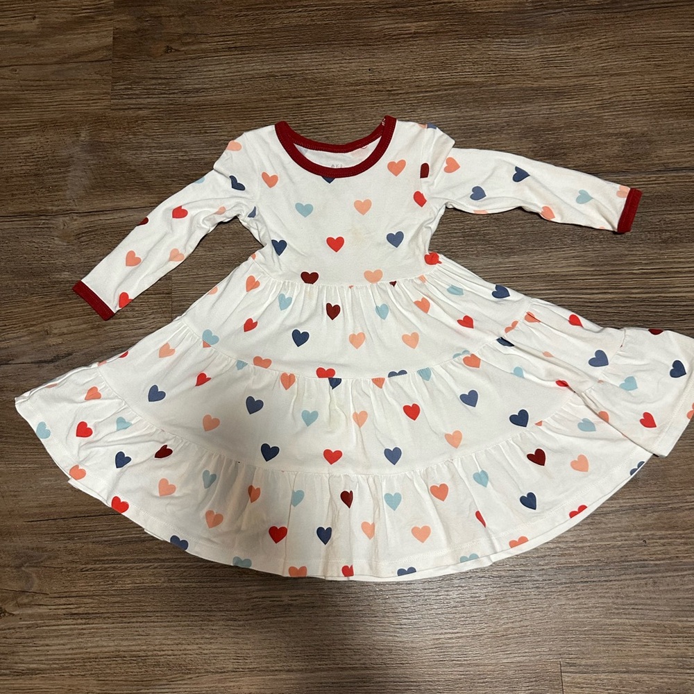 (2 for $35) Kyte Baby LS Multihearts Tiered Dress